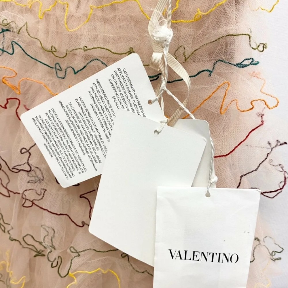 VALENTINO Runway Ricamato Embroidered Tiered Ruffle V-Neck Maxi Gown 44IT 8 US M - Picture 6 of 8